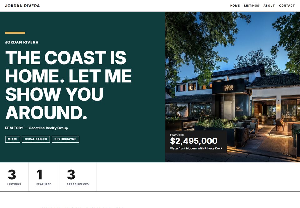 Metro real estate agent website template — homepage